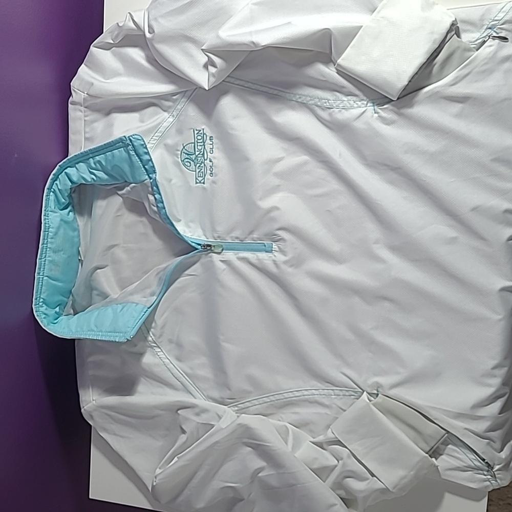 Golf  Kensington white & Aquamarine  light weight Golf jacket  100%polyester - Picture 7 of 9